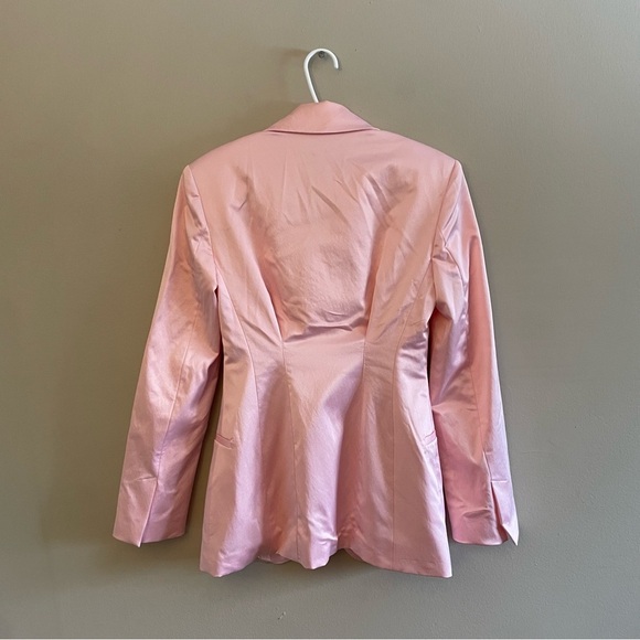 Zara Baby Pink Satin Long Line Blazer – Size XS GUC - Picture 7 of 16